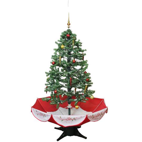 4.5ft. Pre-Lit Medium Musical Snowing Artificial Christmas Tree with Umbrella Base, Blue LED Lights